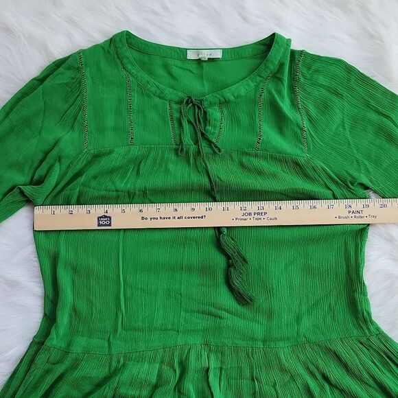 Entro -325 Anthropologie Kelly Green 3/4 Sleeve peasant blouse top Small - Picture 4 of 7